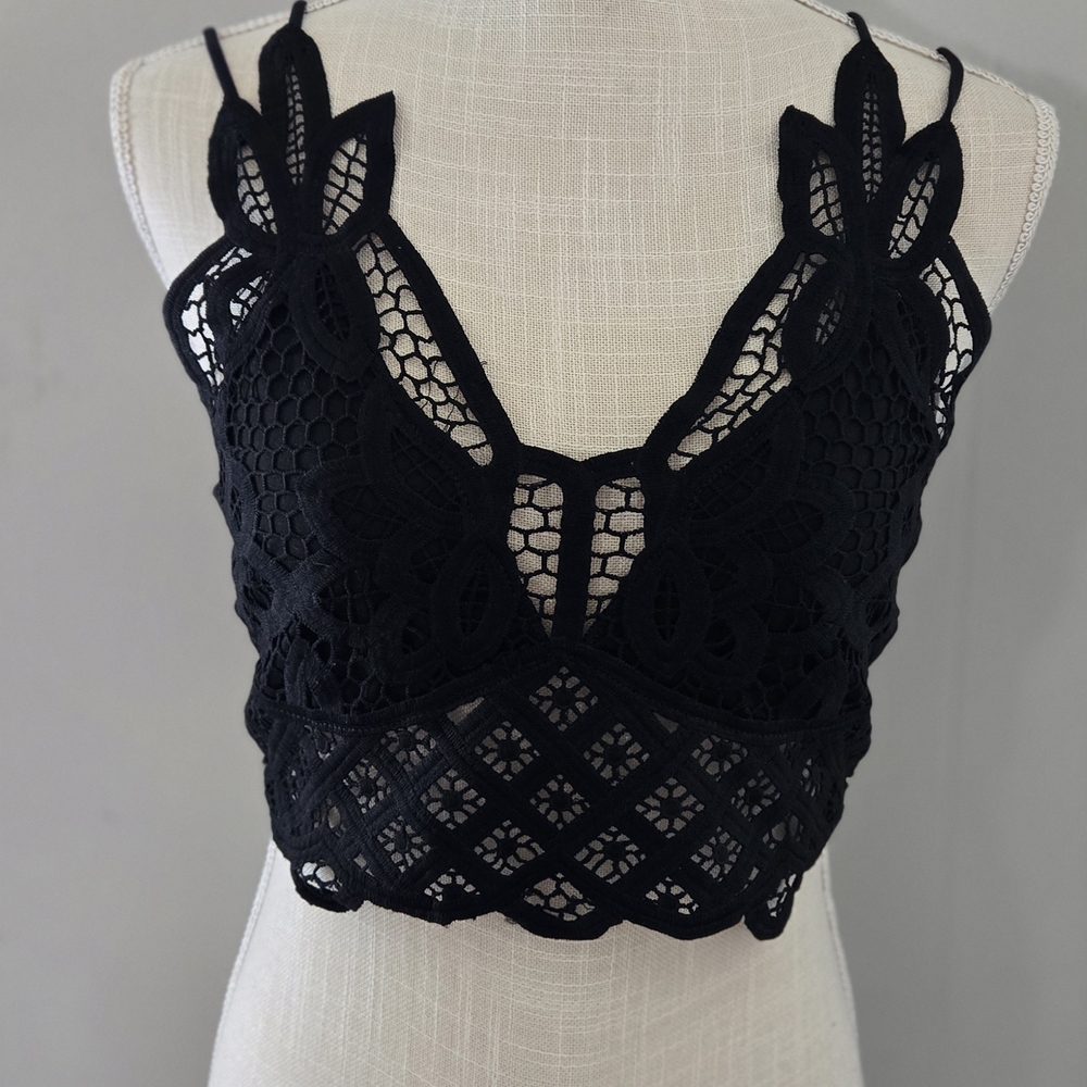Black Crochet Lace Crop Top